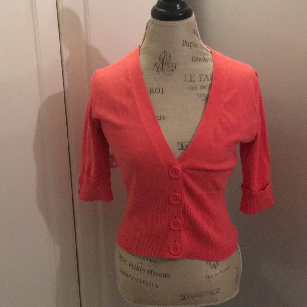 Take Out Brand Coral Pink Cardigan. Size Large.